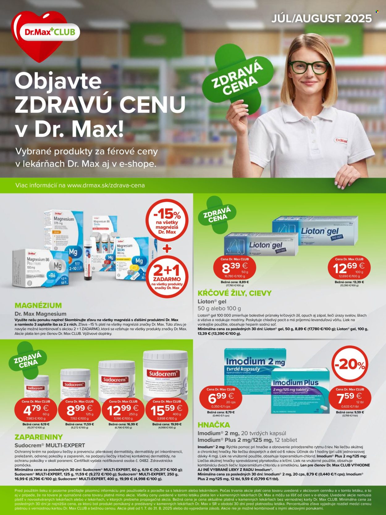 Leták Dr. Max - 1.7.2025 - 31.8.2025. Strana 1