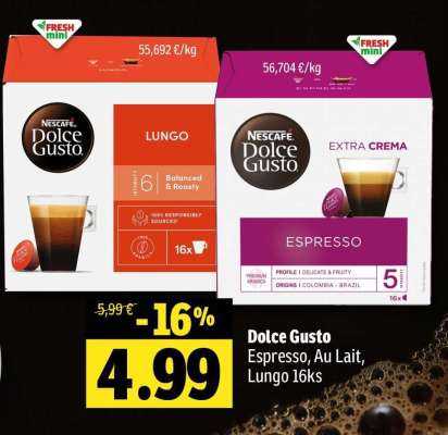 Dolce Gusto Espresso, Au Lait, Lungo 16ks