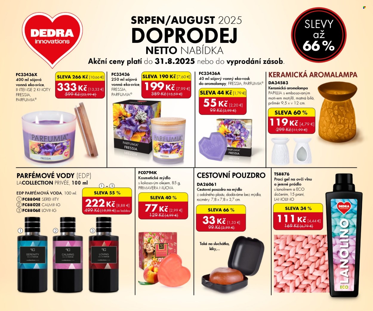 Leták Dedra - 27.7.2025 - 31.8.2025. Strana 1
