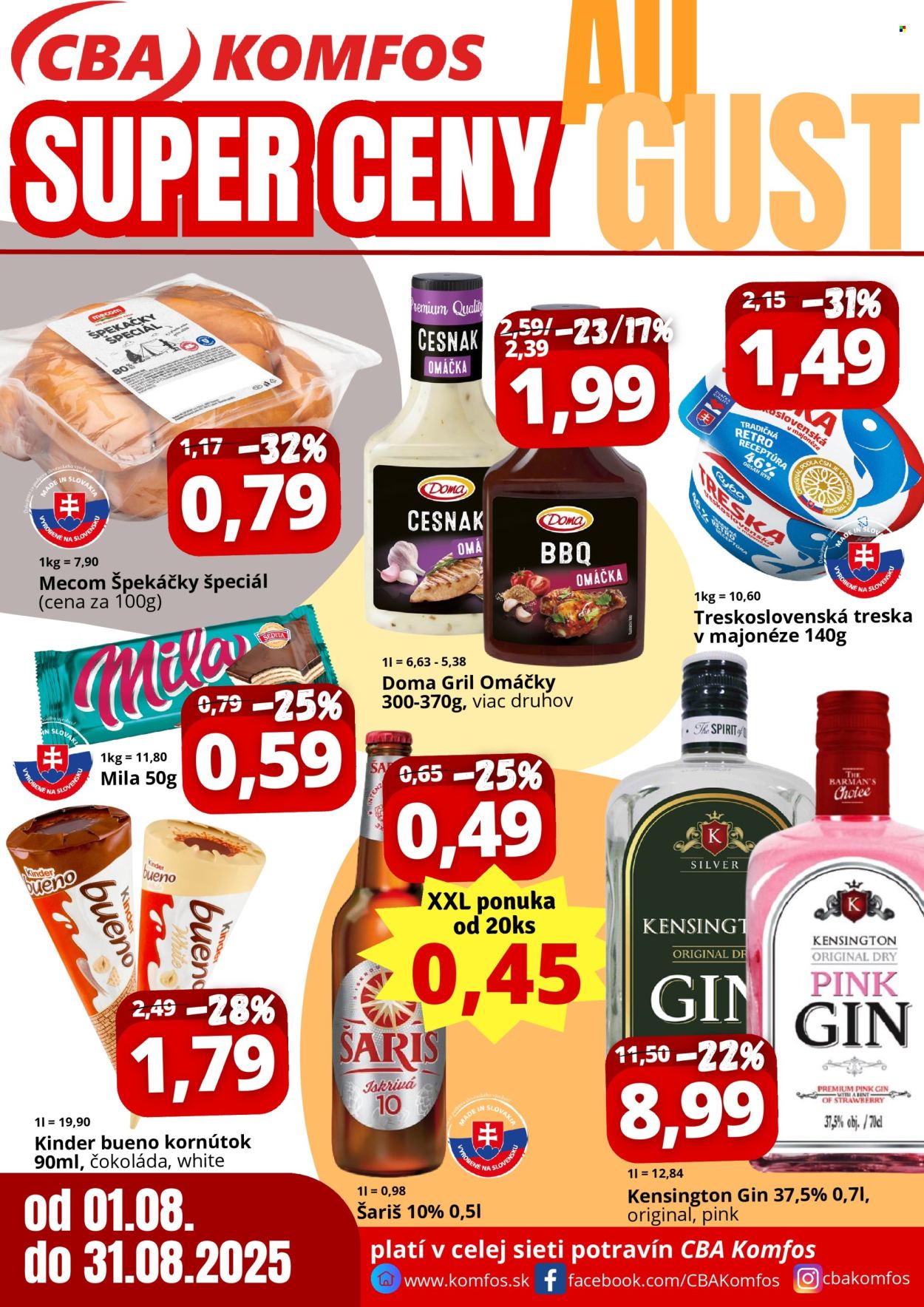 Leták CBA Komfos - 1.8.2025 - 31.8.2025. Strana 1