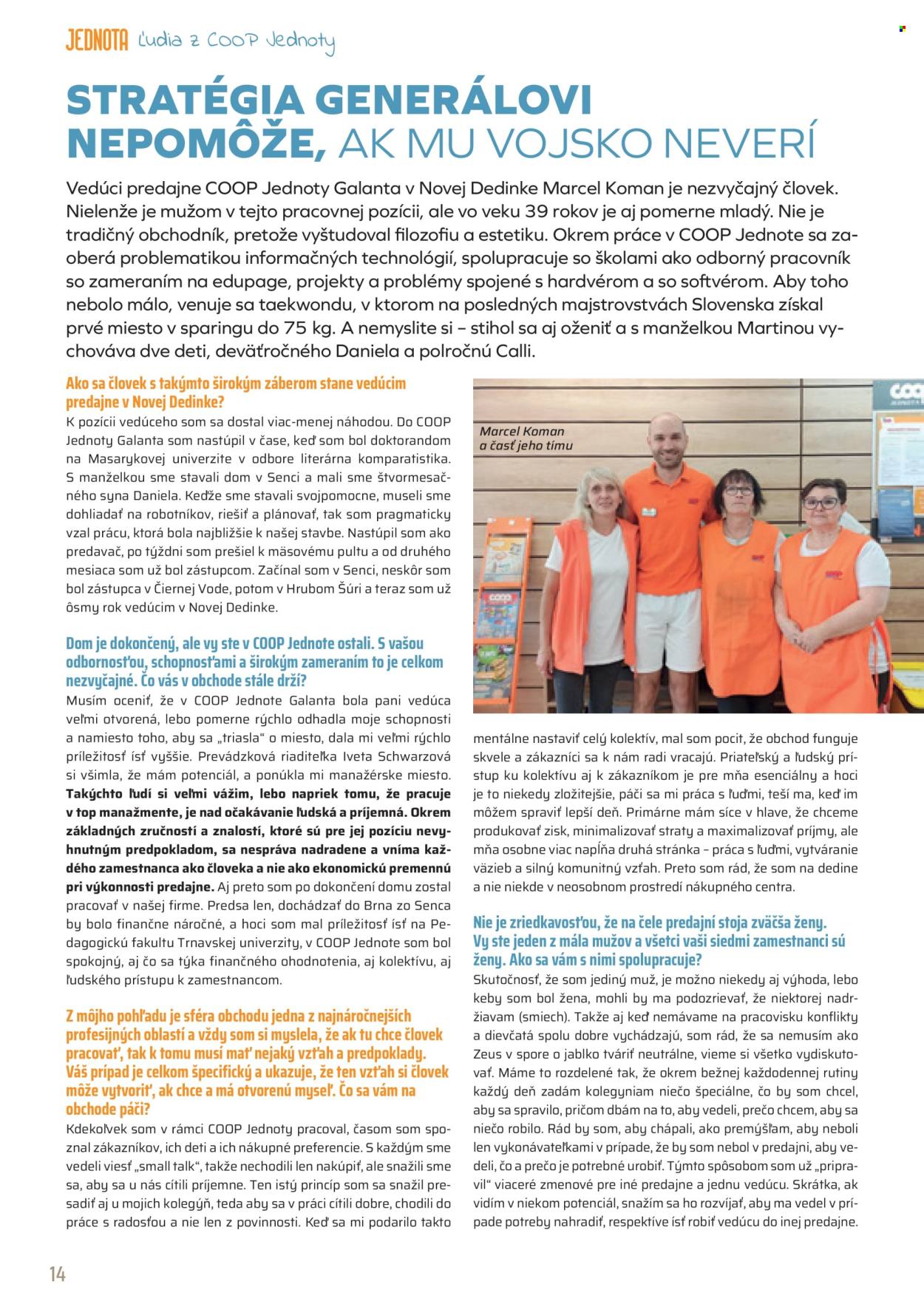 Leták COOP Jednota - 1.8.2025 - 31.8.2025. Strana 14