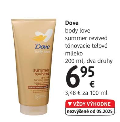 Dove body love summer revived tónovacie telové mlieko
