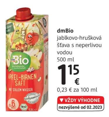 dmBio jablkovo-hrušková šťava s neperlivou vodou