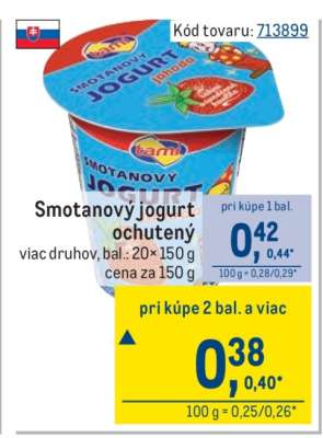 Smotanový jogurt ochutený