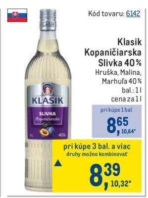 Klasik Kopaničiarska Slivka 40 %
