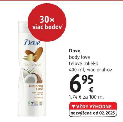 Dove body love telové mlieko