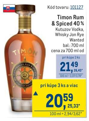 Timón Rum & Spiced 40 %