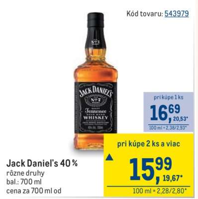Jack Daniel’s 40 %