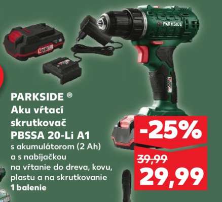 PARKSIDE® Aku vŕtací skrutkovač PBSSA 20-Li A1