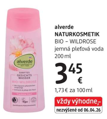 alverde NATURKOSMETIK BIO – WILDROSE jemná pleťová voda 200 ml