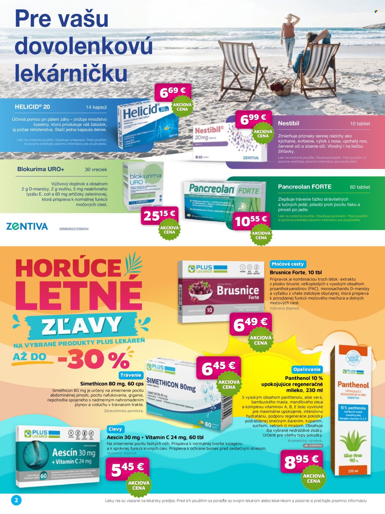 Leták Plus lekáreň - 1.7.2026 - 31.8.2026. Strana 2