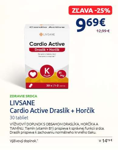 LIVSANE Cardio Active Draslík + Horčík