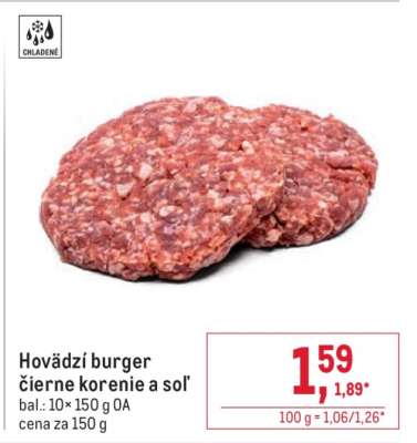 Hovädzí burger čierne korenie a soľ