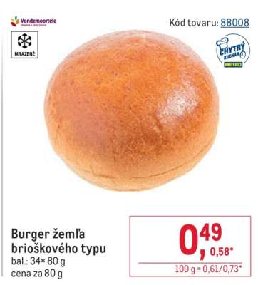 Burger žemľa brioškového typu