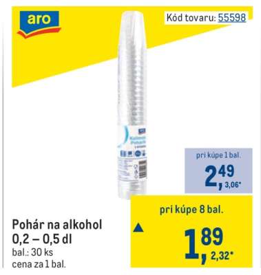 Pohár na alkohol 0,2 – 0,5 dl