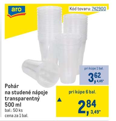 Pohár na studené nápoje transparentný 500 ml
