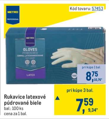 Rukavice latexové púdrované biele