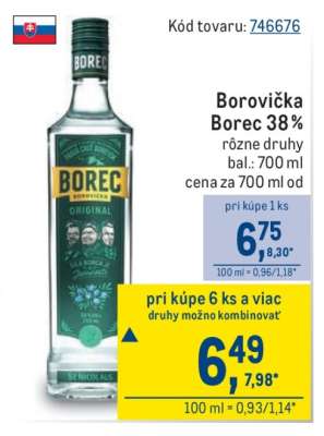 Borovička Borec 38 %