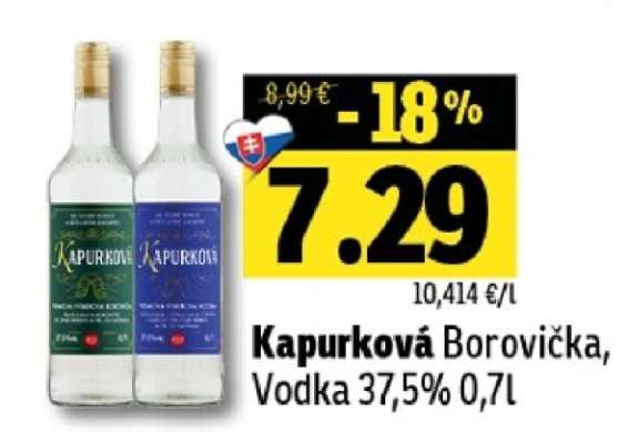Kapurková Borovička, Vodka 37,5% 0,7l