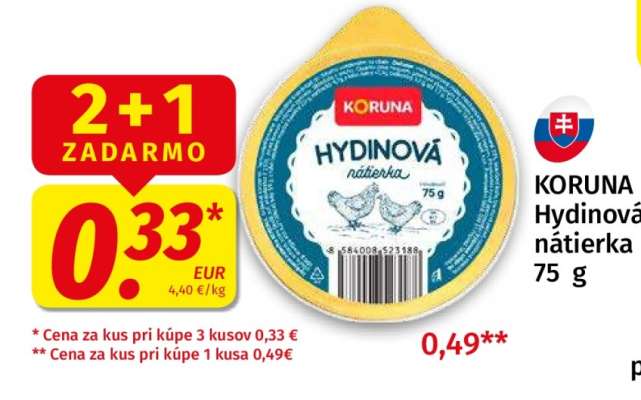 KORUNA Hydinová nátierka 75 g