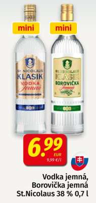 Vodka jemná, Borovička jemná St.Nicolaus 38% 0,7 l