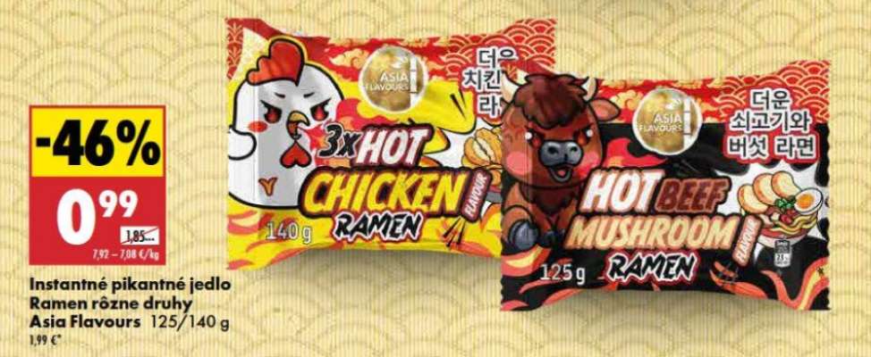 Instantné pikantné jedlo Ramen rôzne druhy Asia Flavours