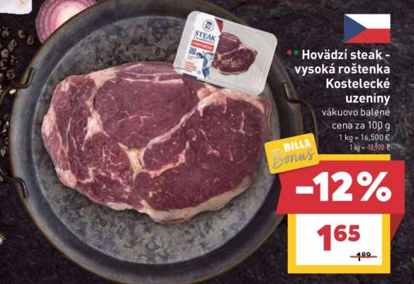 Hovězí steak - vysoká roštěnka Kostelecké uzeniny