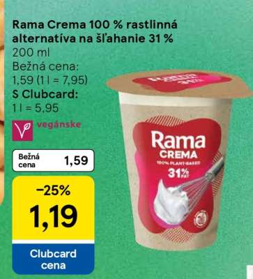 Rama Crema 100 % rastlinná alternatíva na šľahanie 31 %