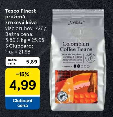 Tesco Finest pražená zrnková káva
