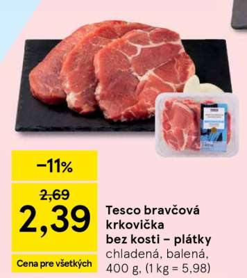 Tesco bravčová krkovička bez kosti – plátky