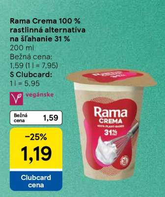 Rama Crema 100 % rastlinná alternatíva na šľahanie 31 %