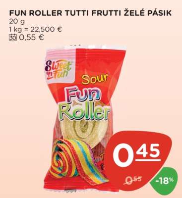 FUN ROLLER TUTTI FRUTTI ŽELÉ PÁSÍK