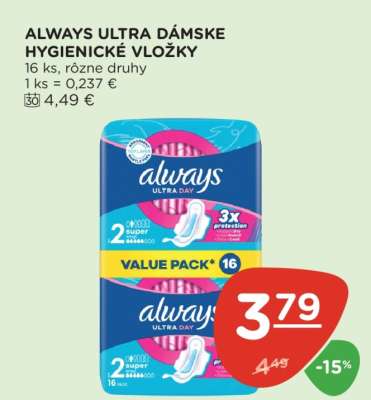 ALWAYS ULTRA Dámske hygienické vložky
