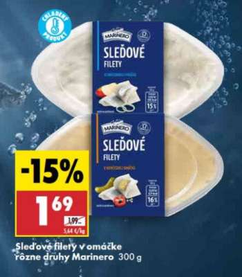Sled'ové filety v omáčke rôzne druhy Marinero 300 g