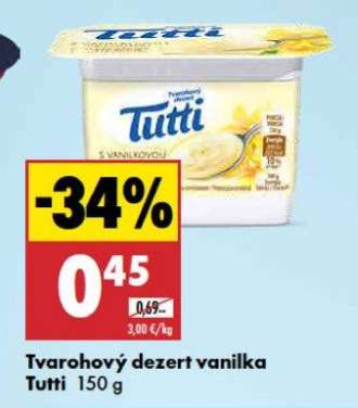Tvarohový dezert vanilka Tutti 150 g