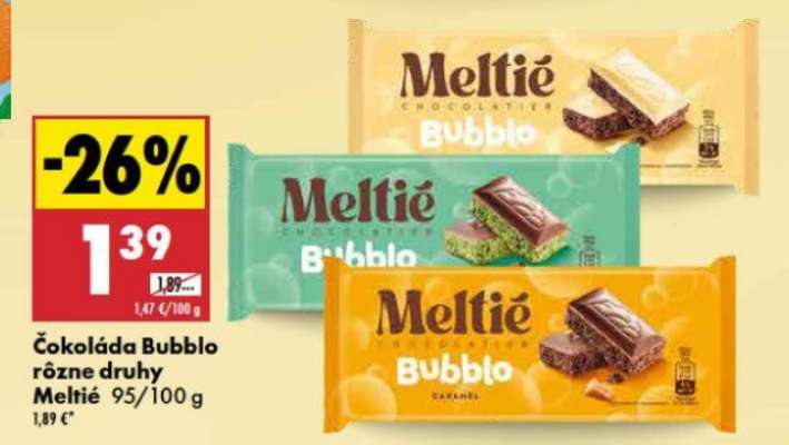Čokoláda Bubblo rôzne druhy Meltié
