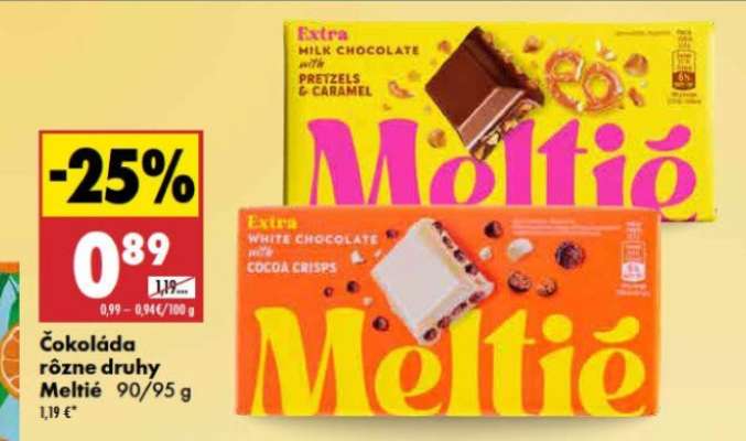 Čokoláda rôzne druhy Meltié 90/95 g