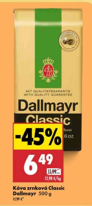 Káva zrnková Classic Dallmayr 500 g