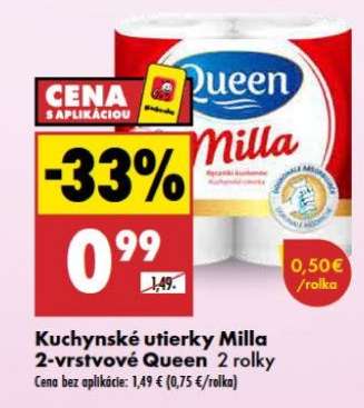 Kuchynské utierky Milla 2-vrstvové Queen 2 rolky