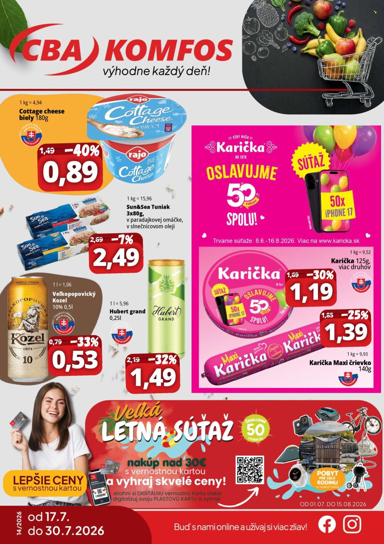 Leták CBA Komfos - 17.7.2026 - 30.7.2026. Strana 1