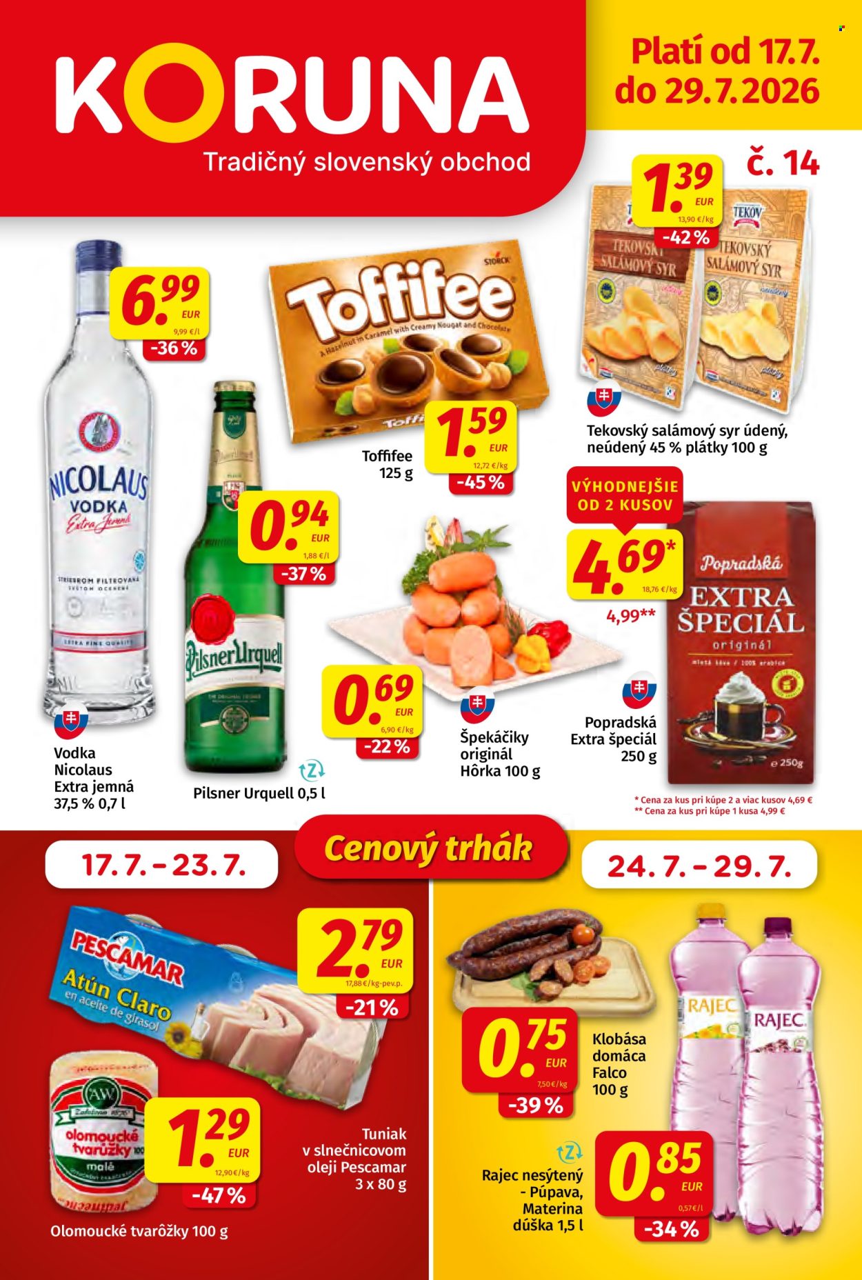 Leták Potraviny KORUNA - 17.7.2026 - 29.7.2026. Strana 1