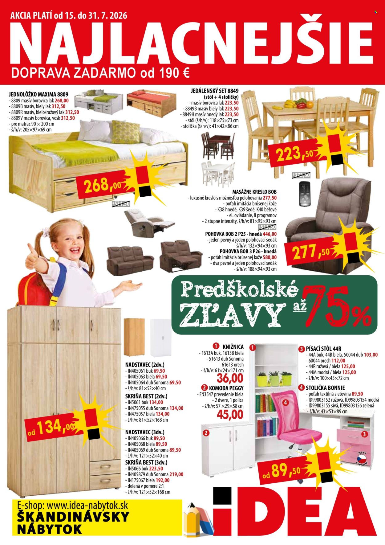 Leták IDEA nábytok - 15.7.2026 - 31.7.2026. Strana 1