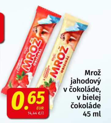 Mrož jahodový v čokoláde, v bielej čokoláde 45 ml