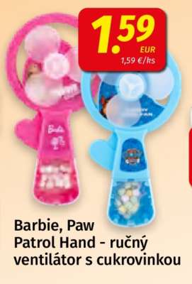 Barbie, Paw Patrol Hand - ručný ventilátor s cukrovinkou