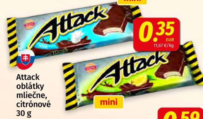 Attack oblátky mliečne, citrónové 30 g