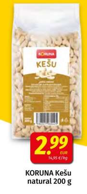 KORUNA Kešu natural 200 g