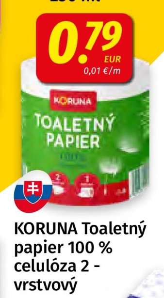 KORUNA Toaletný papier 100 % celulóza 2 - vrstvový
