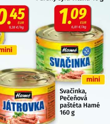 Svačinka, Pečeňová paštéta Hamé 160 g