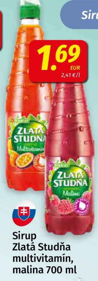 Sirup Zlatá Studňa multivitamín, malina 700 ml