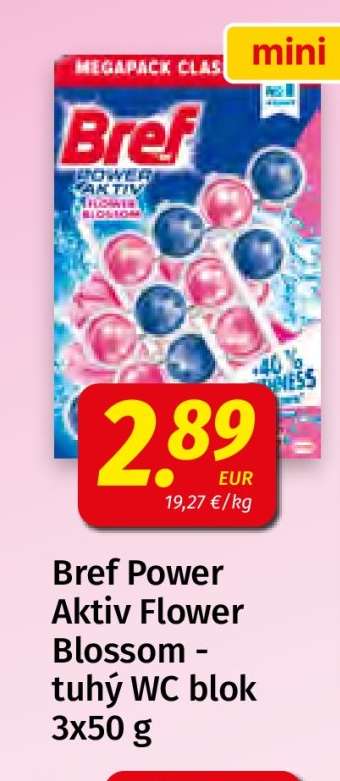 Bref Power Aktiv Flower Blossom - tuhý WC blok 3x50 g